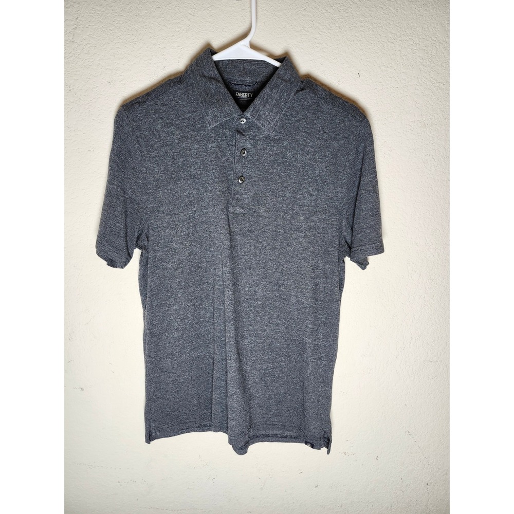 Faherty Movement Polo Mens Medium Grey Pima Cotton Modal Stretch MKS2410-DUI